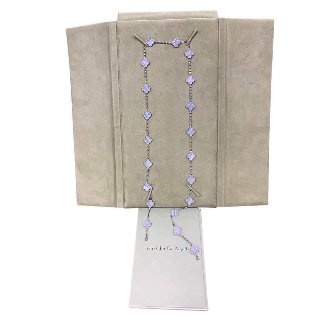 used Van Cleef & Arpels Vintage Alhambra Chalcedony long necklace 20 motifs