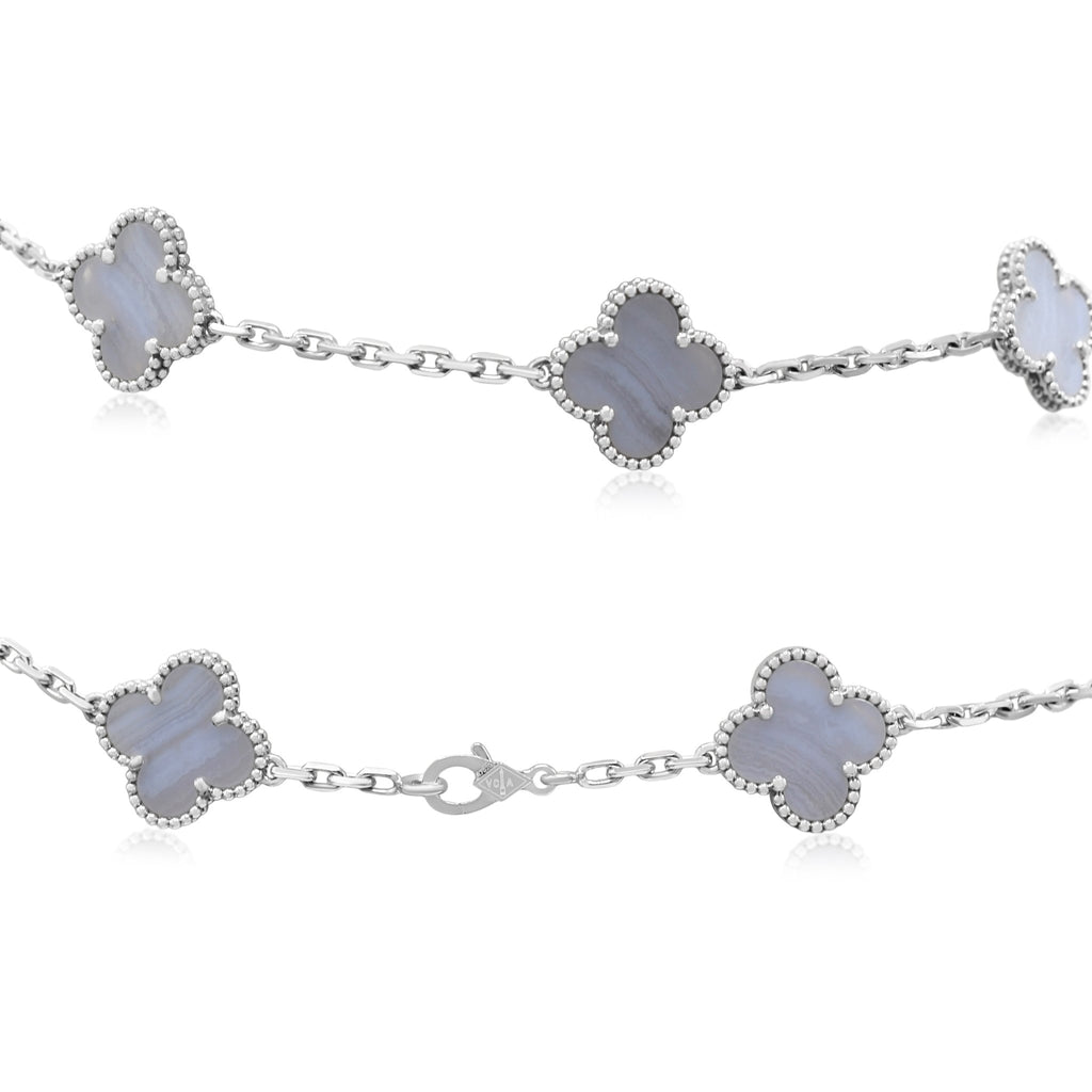 used Van Cleef & Arpels Vintage Alhambra Chalcedony long necklace 20 motifs