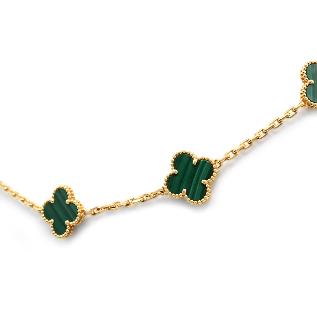 used Van Cleef & Arpels Vintage Alhambra Malachite Necklace, 10 Motifs