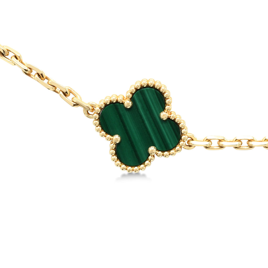 used Van Cleef & Arpels Vintage Alhambra Malachite Necklace, 10 Motifs