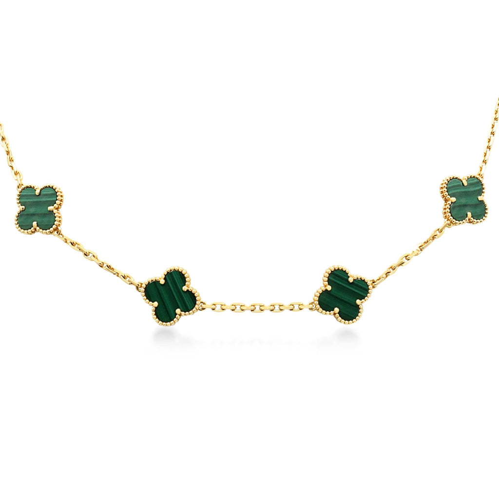 used Van Cleef & Arpels Vintage Alhambra Malachite Necklace, 10 Motifs