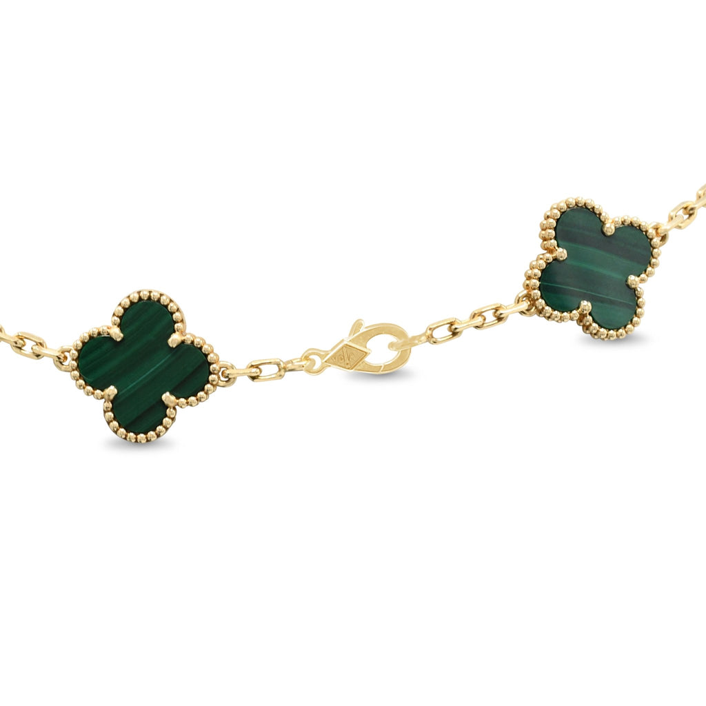 used Van Cleef & Arpels Vintage Alhambra Malachite Necklace, 10 Motifs