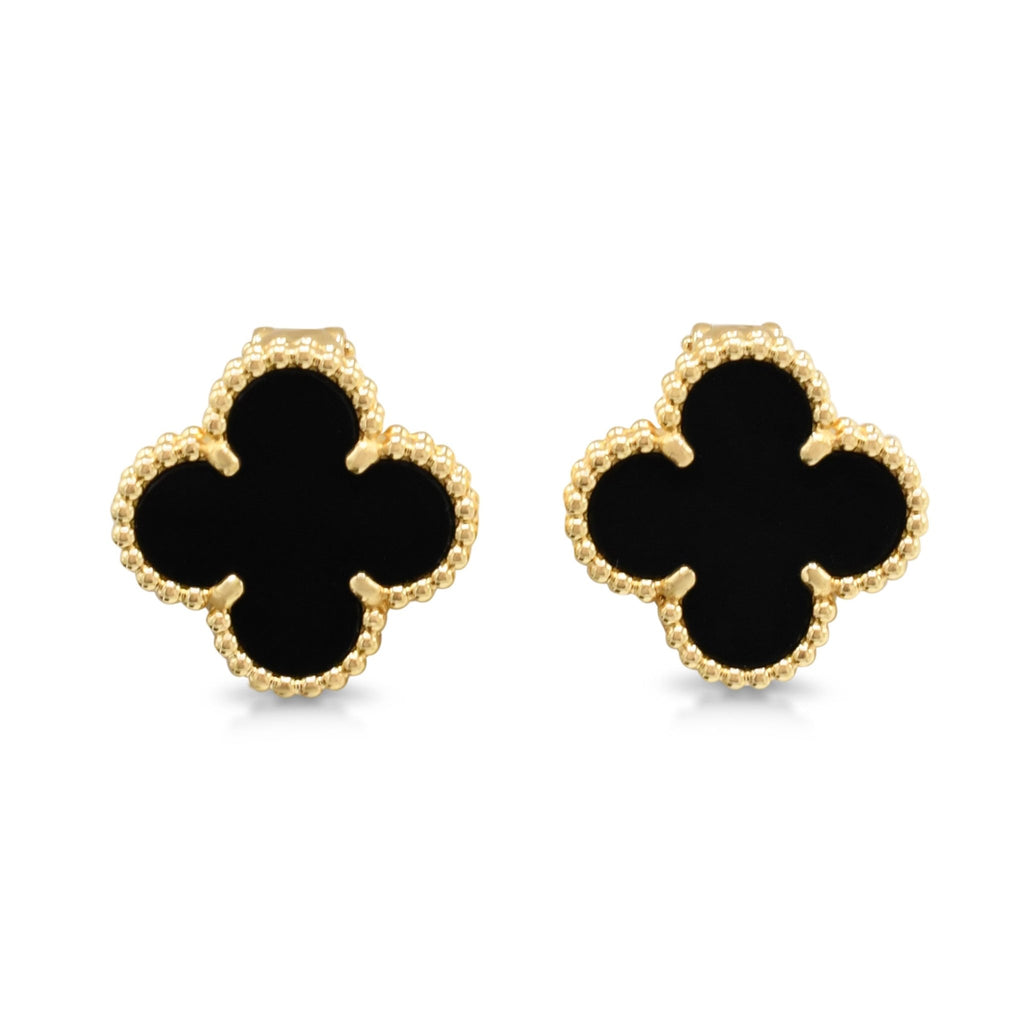 used Van Cleef & Arpels Vintage Alhambra Onyx Earrings - 18ct Yellow Gold