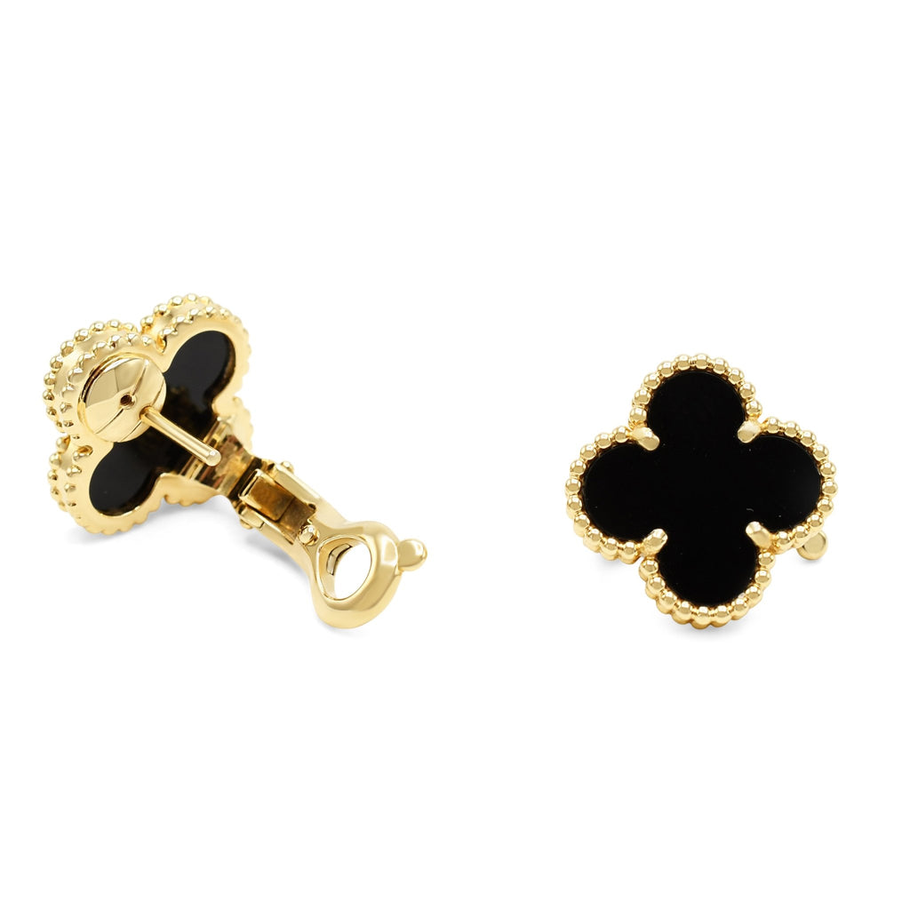 used Van Cleef & Arpels Vintage Alhambra Onyx Earrings - 18ct Yellow Gold