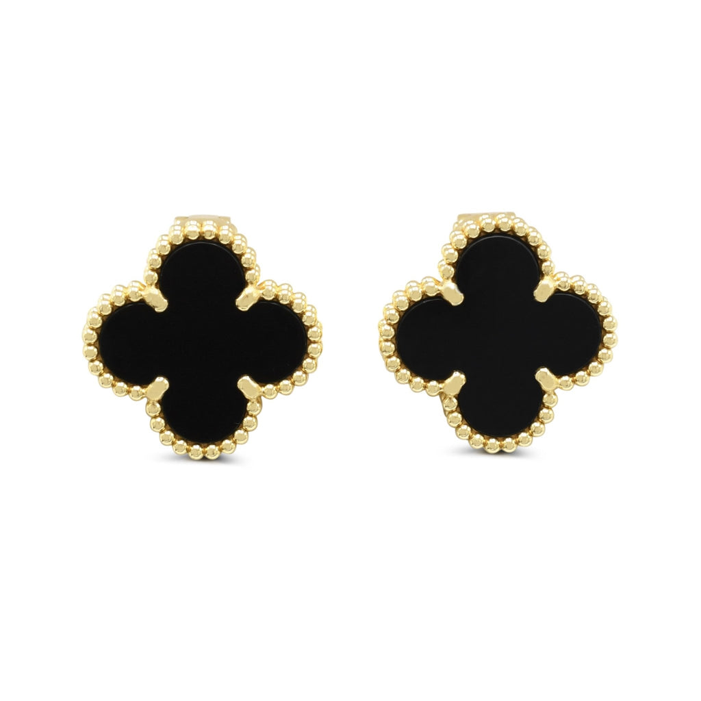 used Van Cleef & Arpels Vintage Alhambra Onyx Earrings - 18ct Yellow Gold