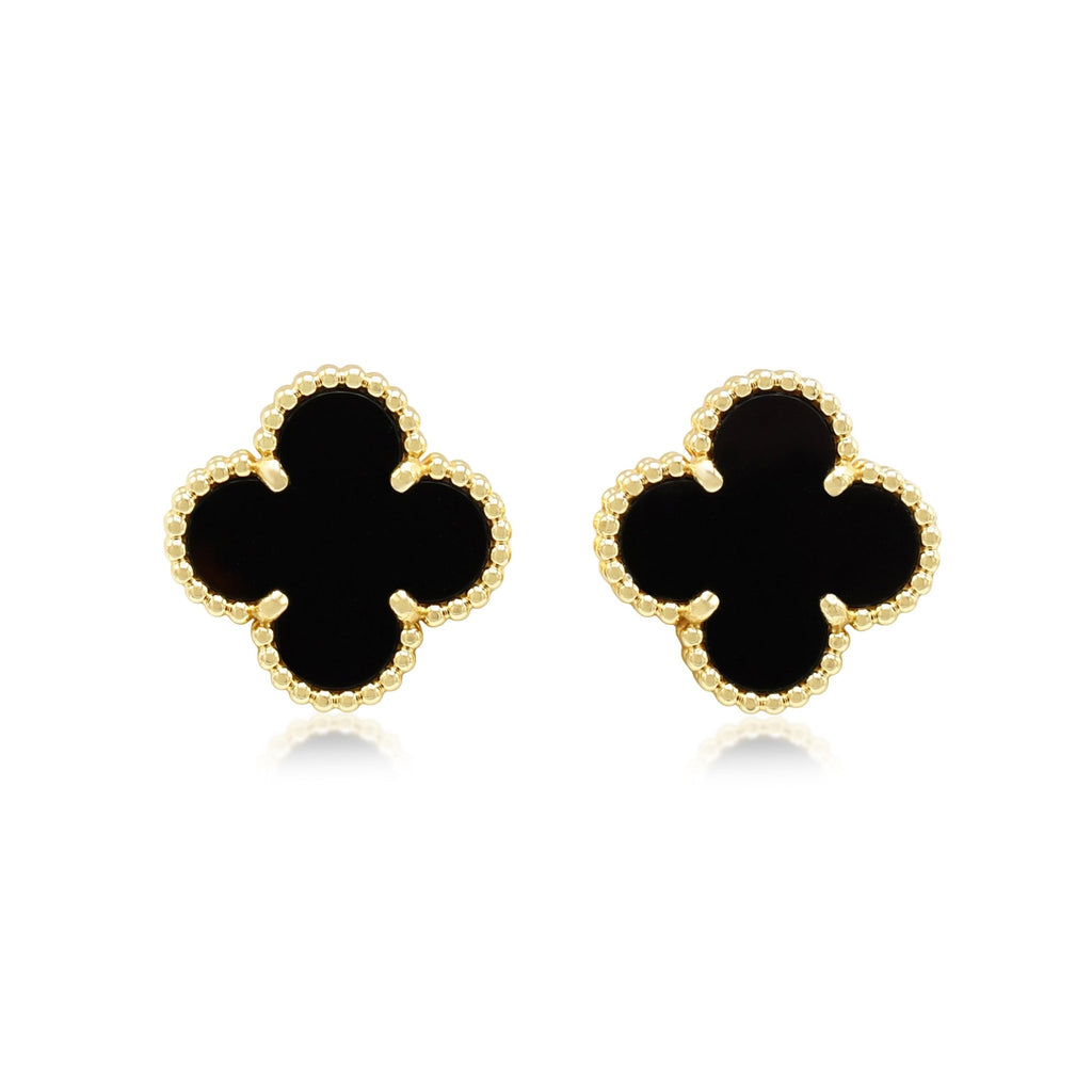 used Van Cleef & Arpels Vintage Alhambra Onyx Earrings - 18ct Yellow Gold