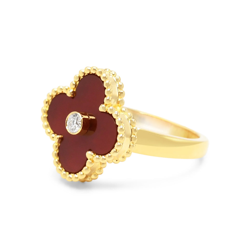 used VCA Vintage Alhambra Carnelian & Diamond Ring Size 47