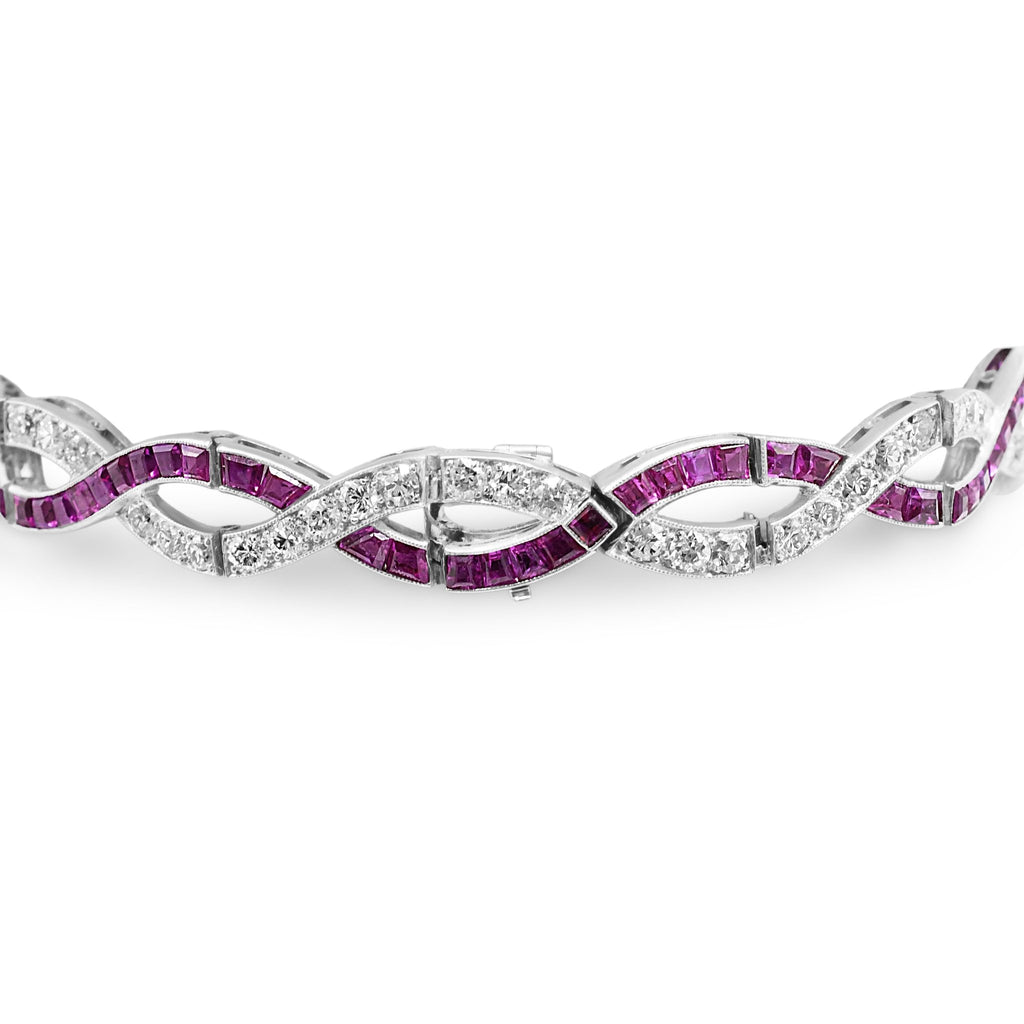 Pre-Owned Vintage Ruby & Diamond Entwined Bracelet I S&R