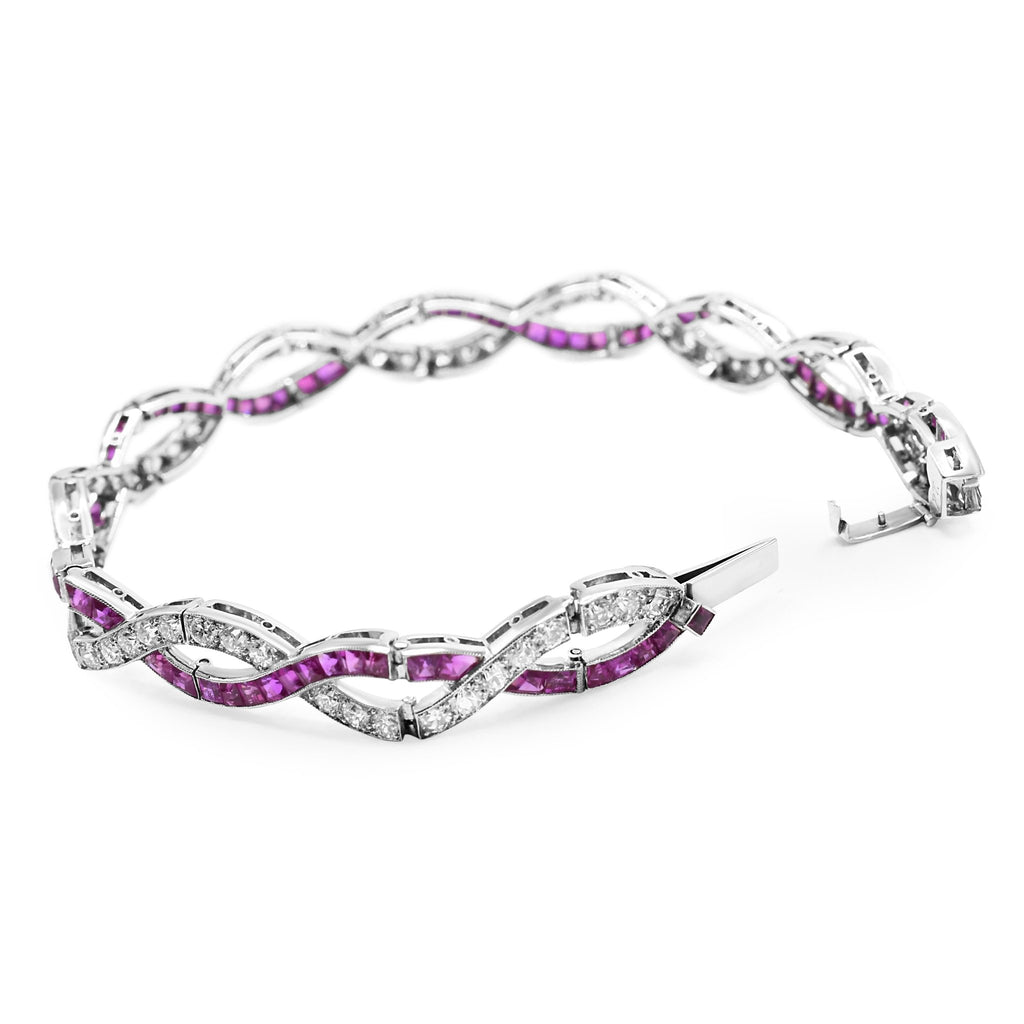 Pre-Owned Vintage Ruby & Diamond Entwined Bracelet I S&R