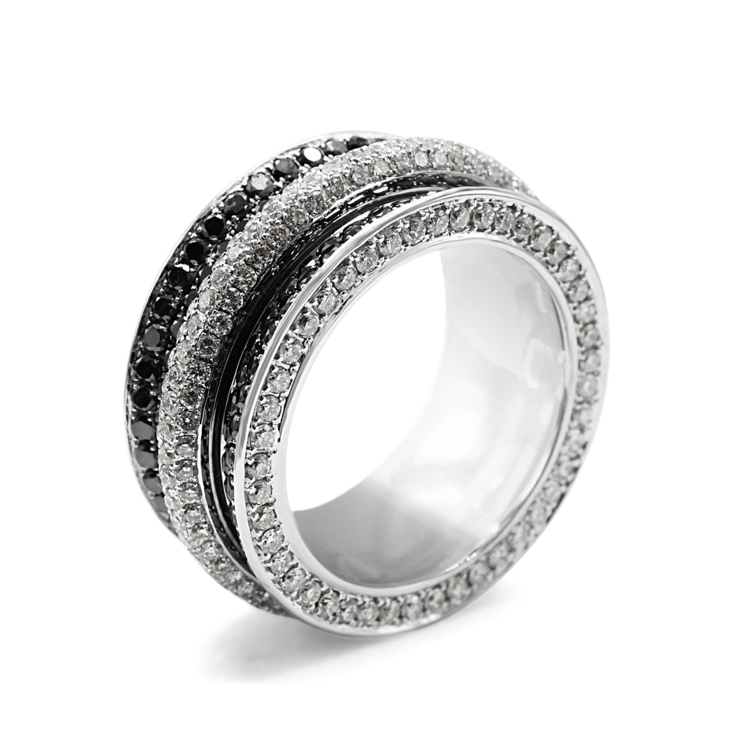 used White & Black Diamond Set Spinning Band Ring By Mouawad