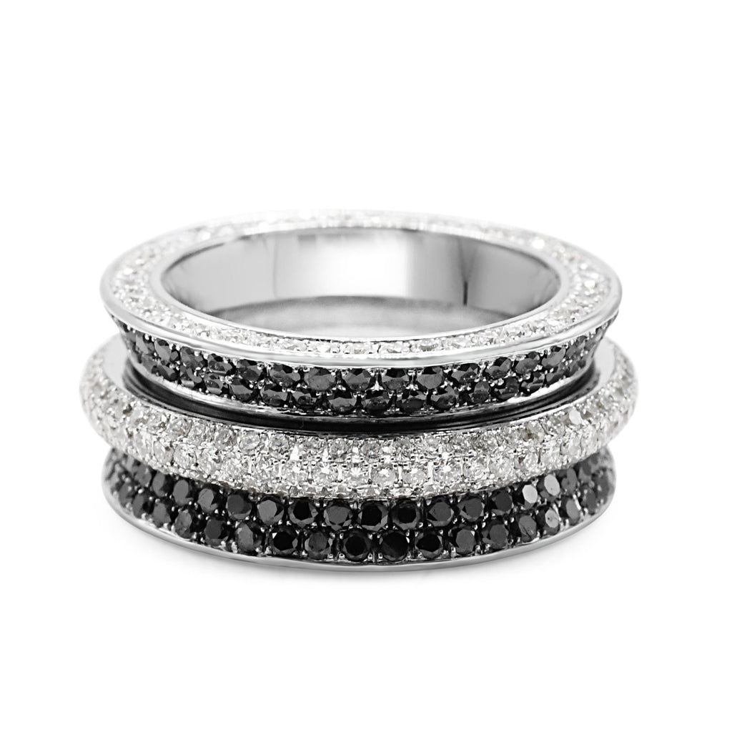 used White & Black Diamond Set Spinning Band Ring By Mouawad