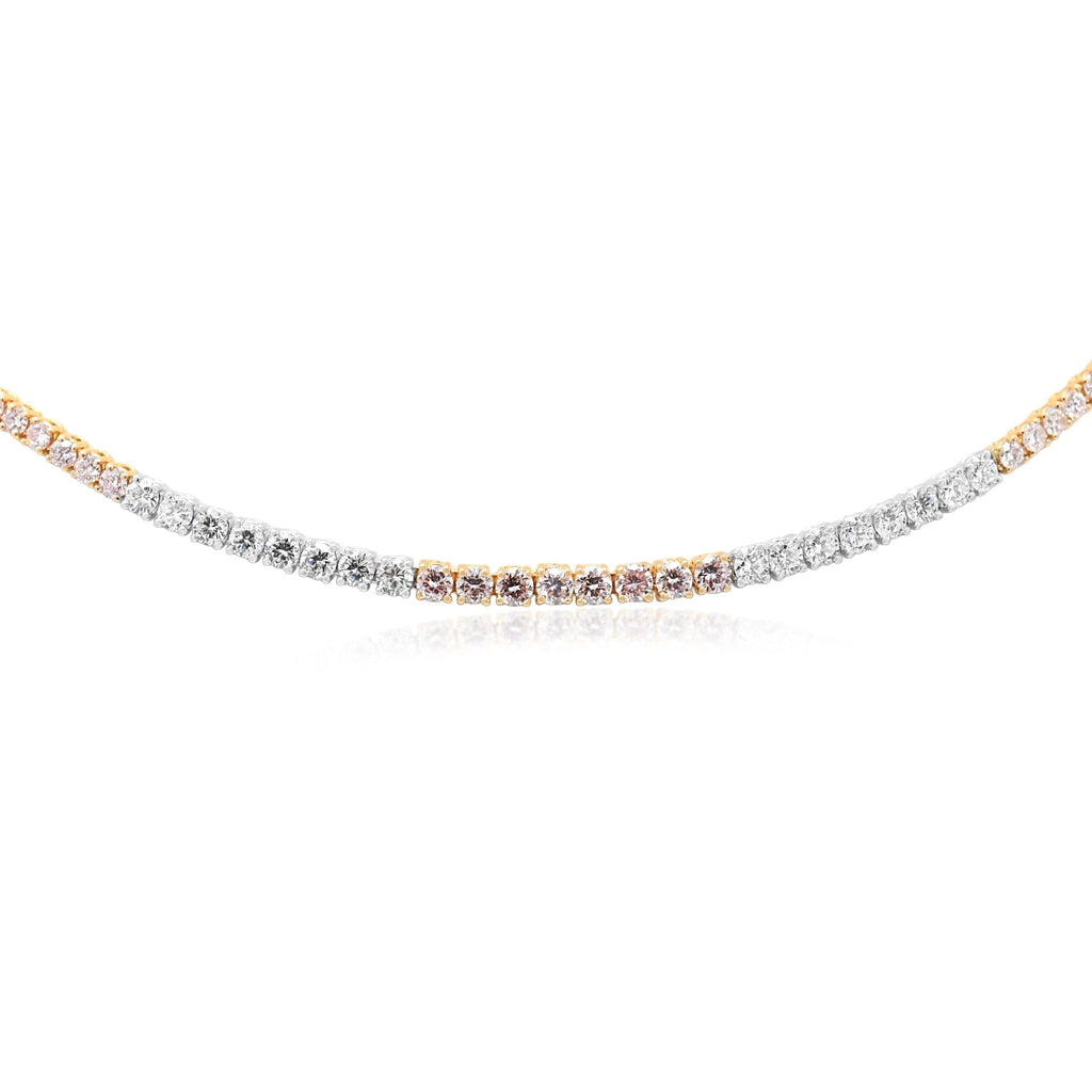 used White & Pink Diamond Necklace By Hirsch London - 18ct Gold & Platinum