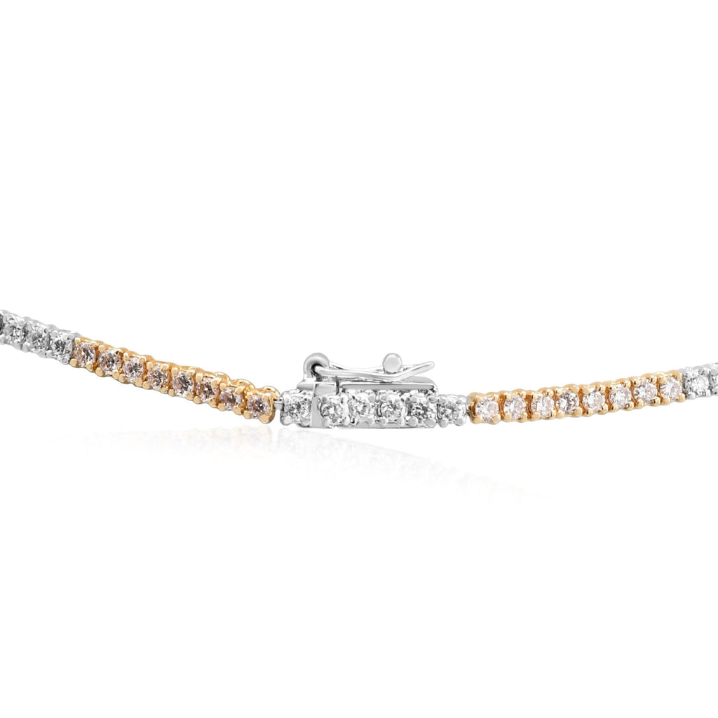 used White & Pink Diamond Necklace By Hirsch London - 18ct Gold & Platinum