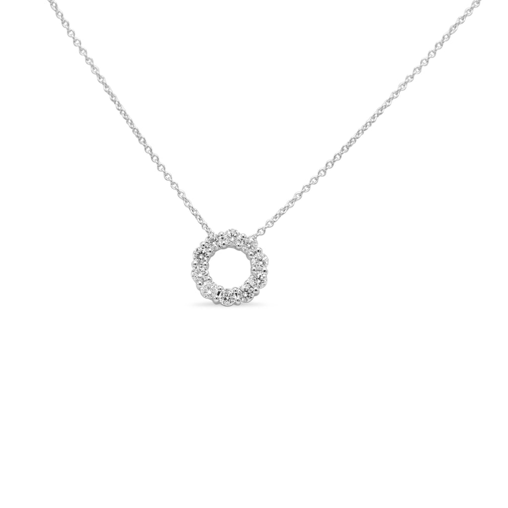 used 18ct White Gold Diamond Circle Necklace 18"