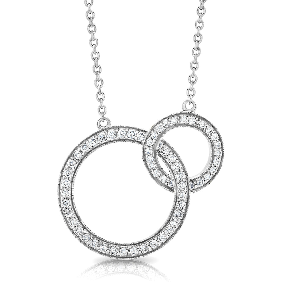 used 18ct White Gold Diamond Circles Pendant Necklace 17"