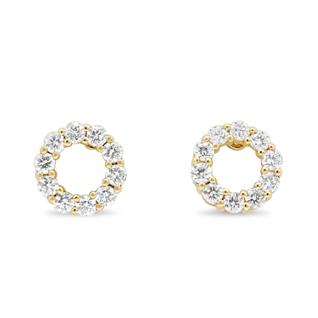 used 18ct Yellow Gold Diamond Ring Stud Earrings