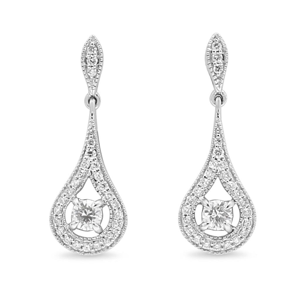 used 18ct White Gold Diamond Drop Earrings