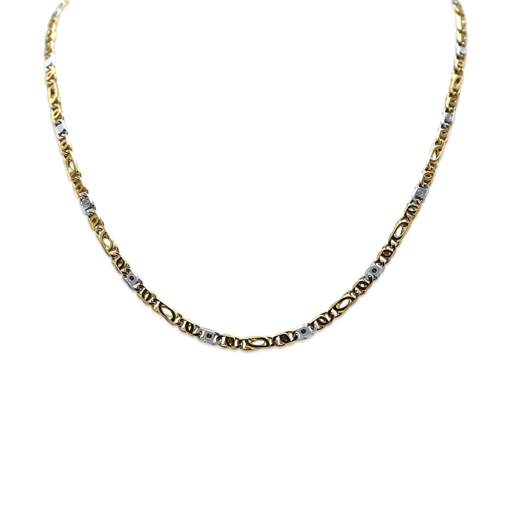 used 18ct Yellow & White Gold Figaro Style 22" Necklace