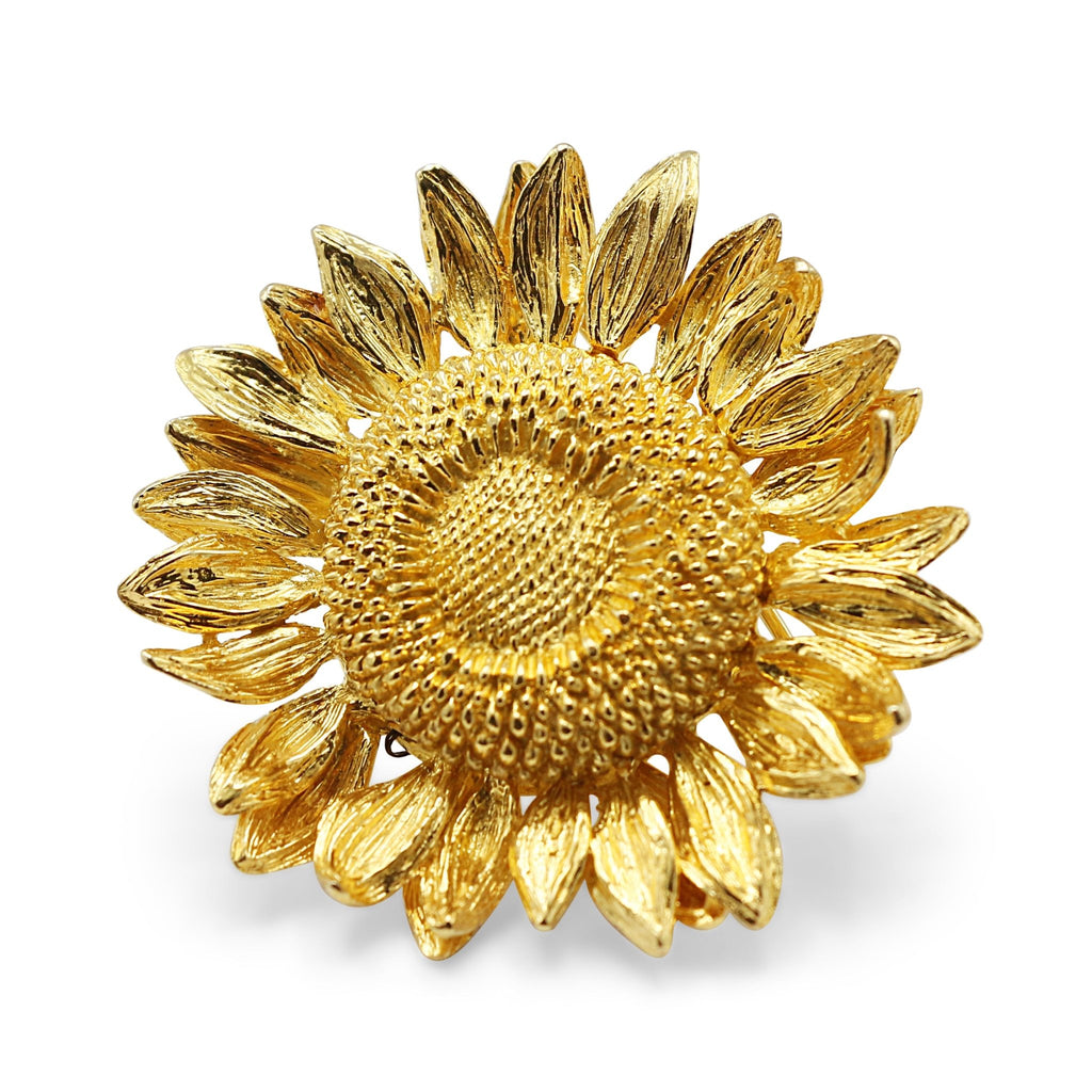 used 18ct Yellow Gold Sunflower Brooch - By Asprey