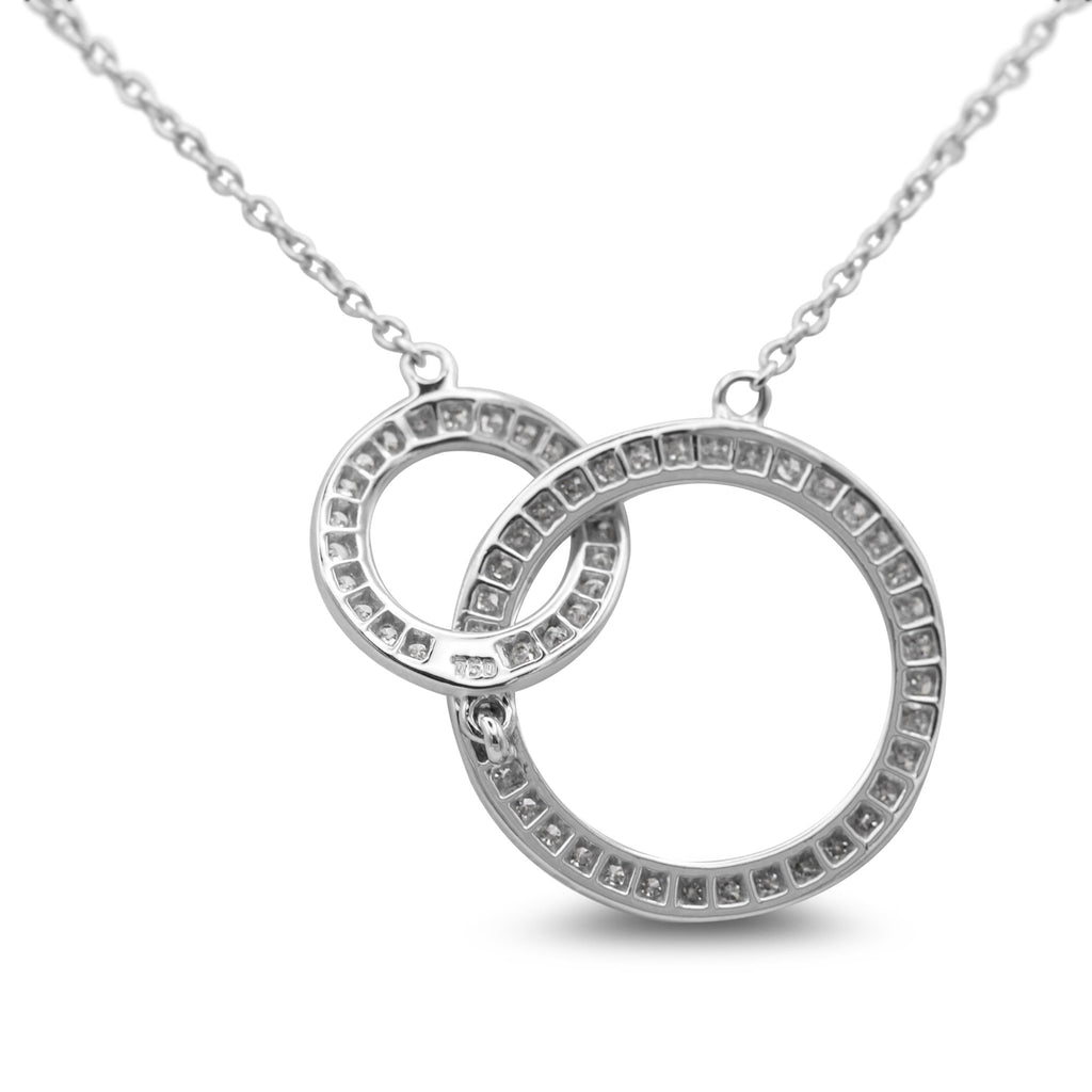 used 18ct White Gold Diamond Circles Pendant Necklace 17"