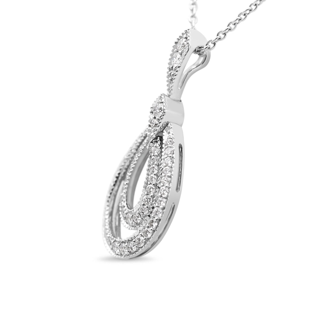 used 18ct White Gold Diamond Drop Pendant Necklace 16"