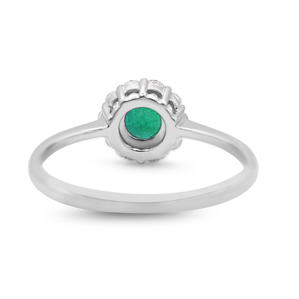 used 18ct White Gold Diamond & Emerald Ring