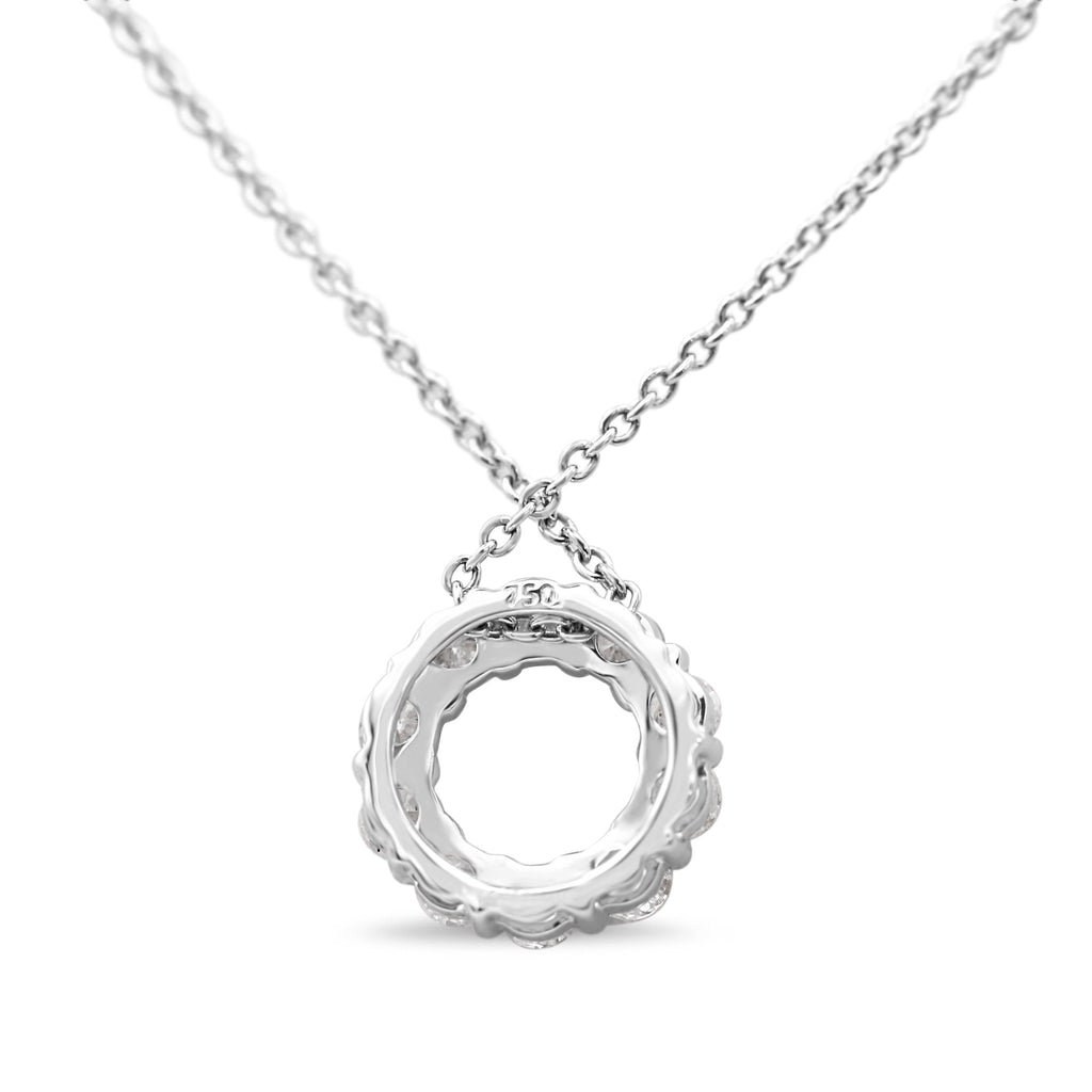 used 18ct White Gold Diamond Circle Necklace 18"