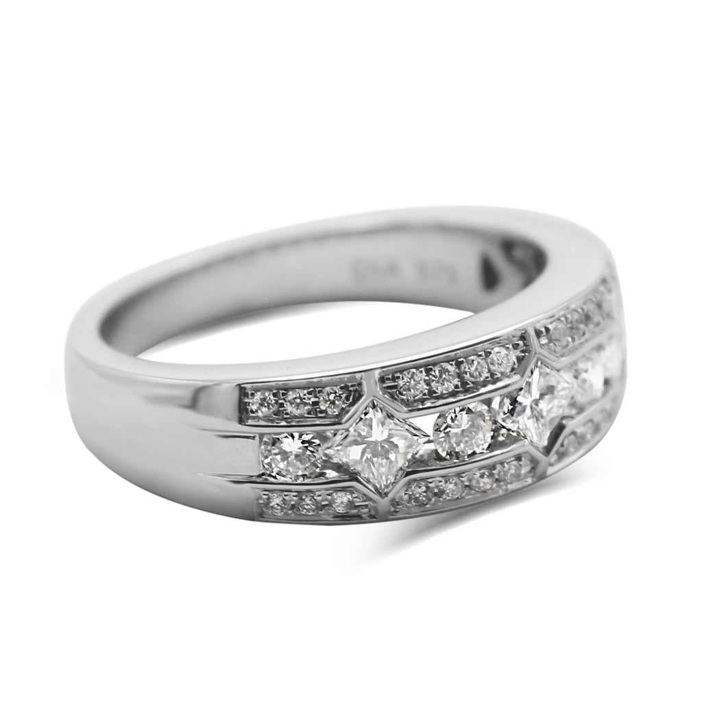 used 18ct White Gold Princess & Brilliant Cut Diamond Dress Ring