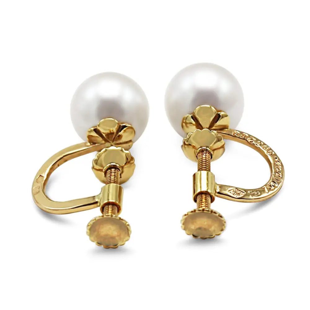 used 18ct Yellow Gold 9.5mm Akoya Pearl Earrings By Cartier