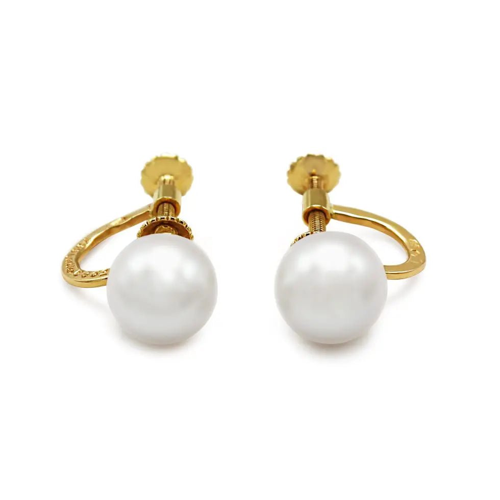used 18ct Yellow Gold 9.5mm Akoya Pearl Earrings By Cartier