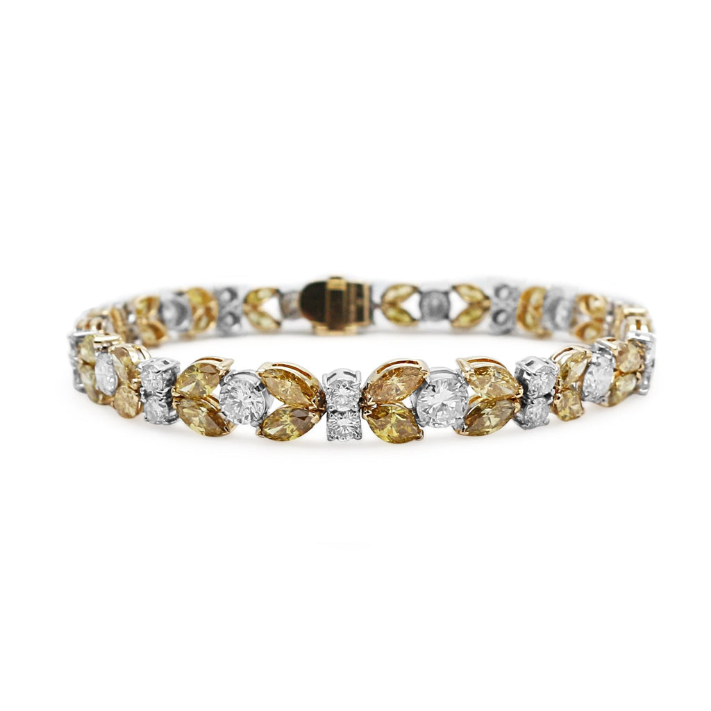 used 18ct Gold White & Fancy Yellow Diamond Set Bracelet