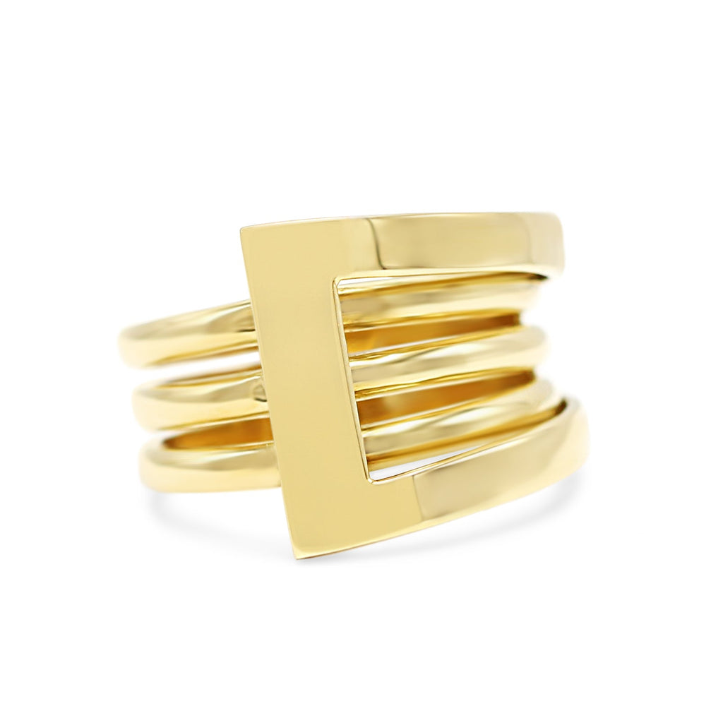 used 18ct Yellow Gold Three Row Abstract Ring