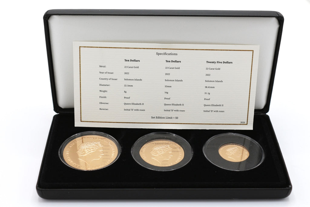 used 25th Anniversary Princess Diana – GOLD PROOF 3 Coin Collection