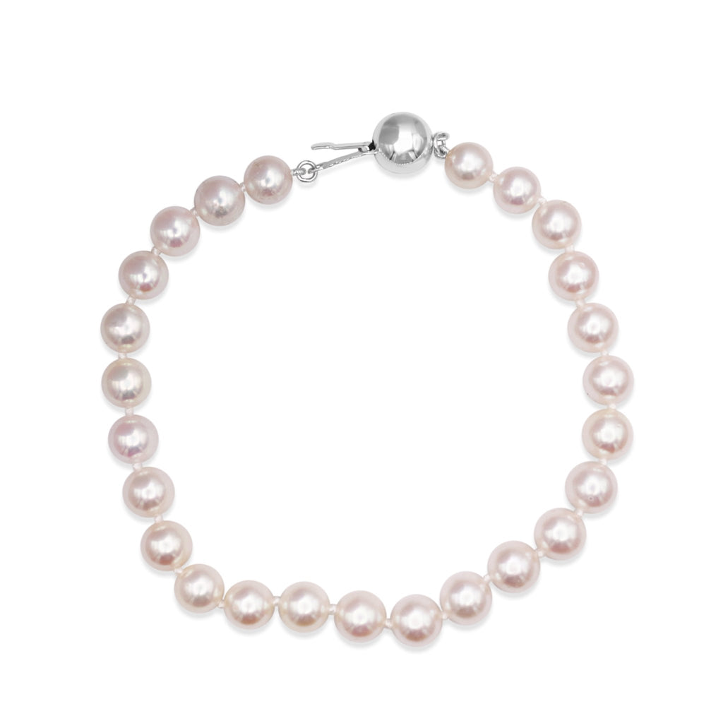 used 6-6.5mm Akoya Cultured Pearl Bracelet - 18ct White Gold Ball Clasp