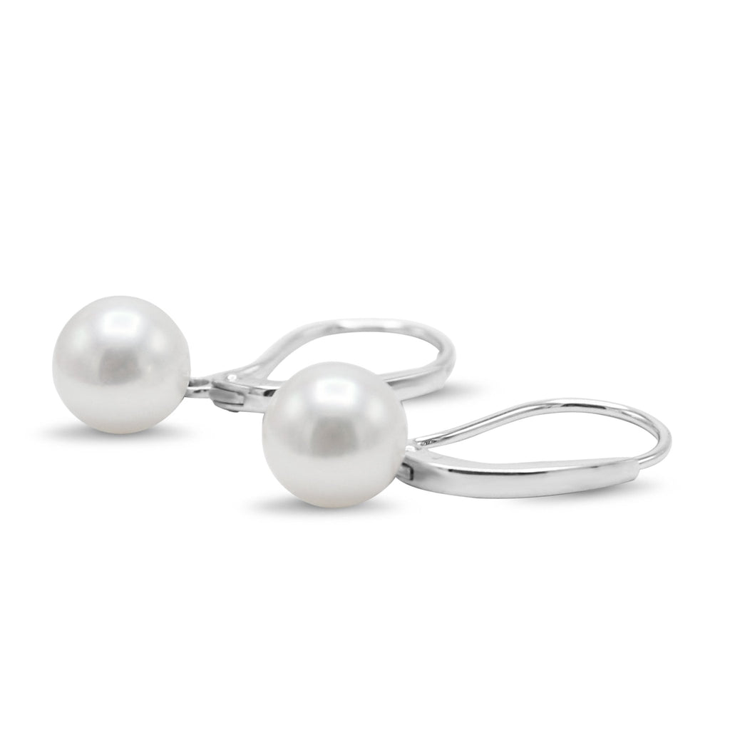 used 7mm White Akoya Cultured Pearl Earrings - By Mikimoto