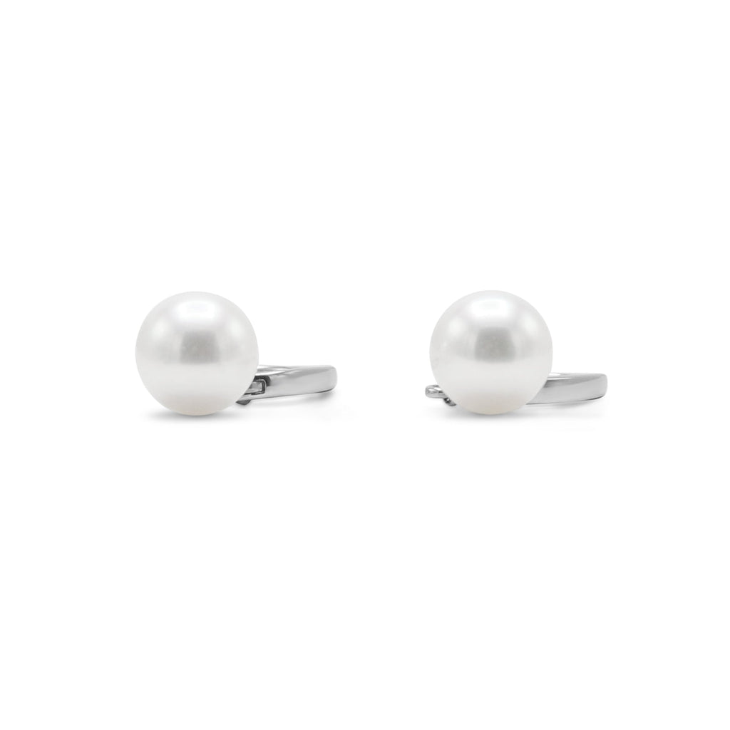 used 7mm White Akoya Cultured Pearl Earrings - By Mikimoto