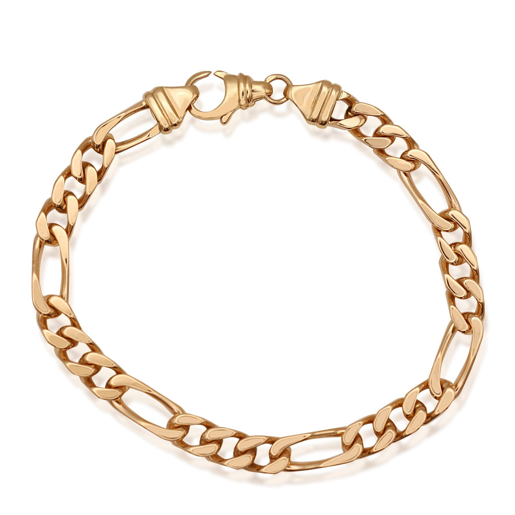 used 8" Solid Link Figaro Bracelet - 18ct Yellow Gold