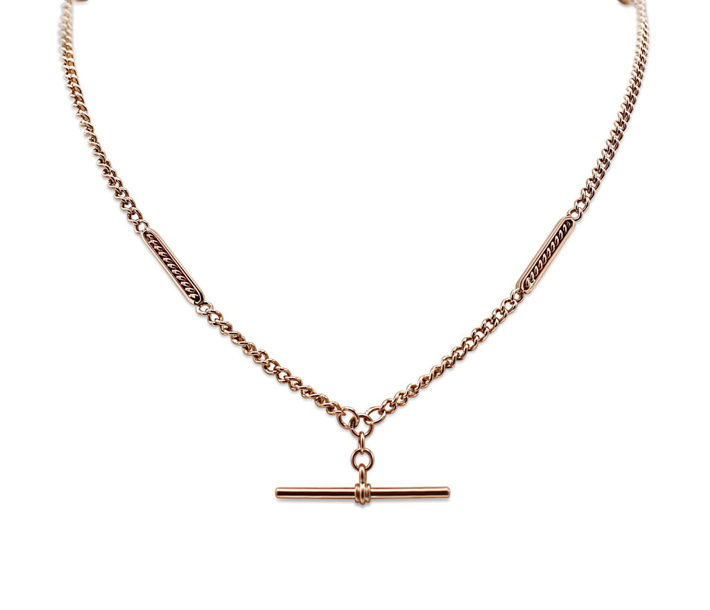 used 9ct Rose Gold Albert Chain with T Bar