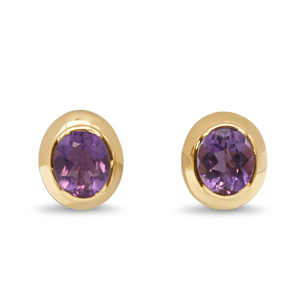 used Amethyst Earrings - 18ct Yellow Gold