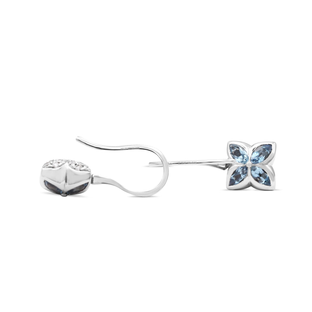 used Aquamarine & Diamond Reversible Hook Drop Earrings - 18ct White Gold