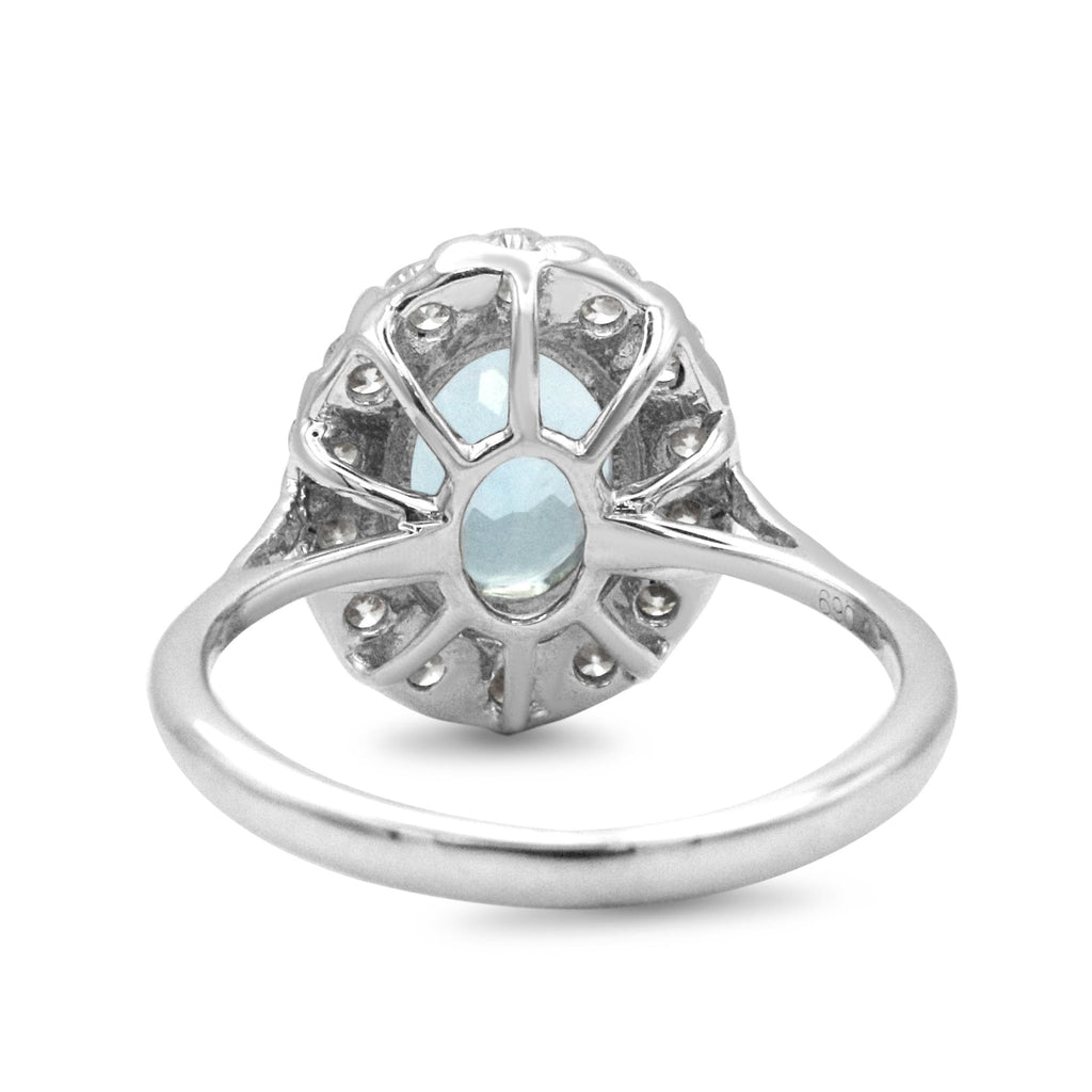 used Aquamarine & Diamond Ring - 18ct White Gold