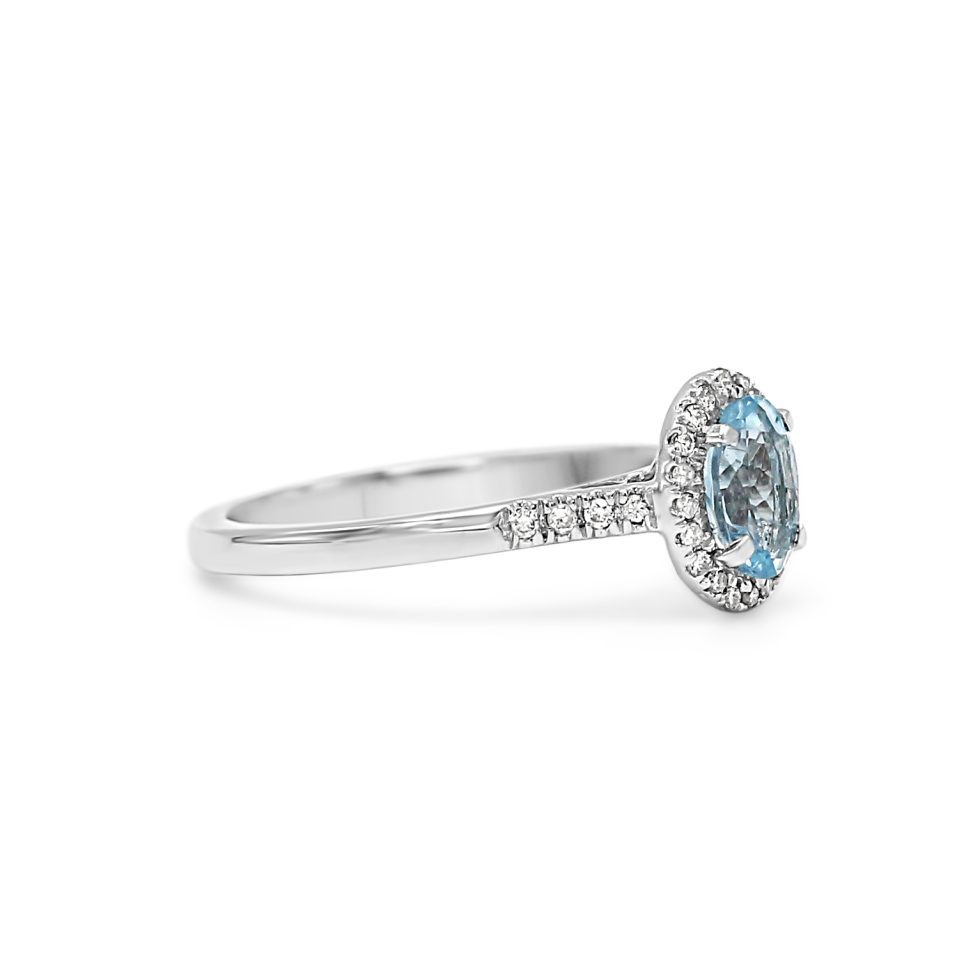 used Aquamarine & Diamond Ring - 18ct White Gold