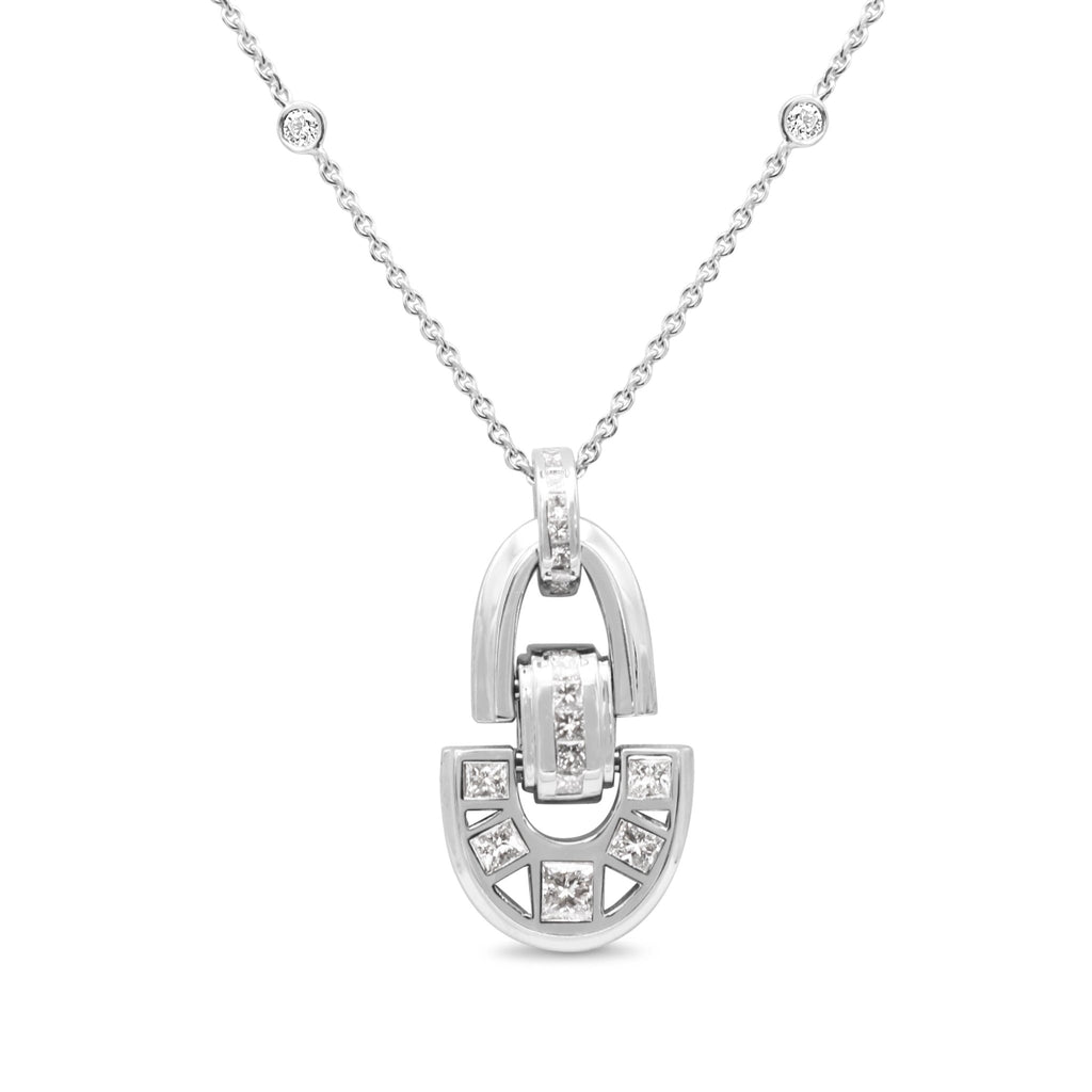 used Boodles Deco Design Diamond Pendant On 18" Necklace - 18ct White Gold
