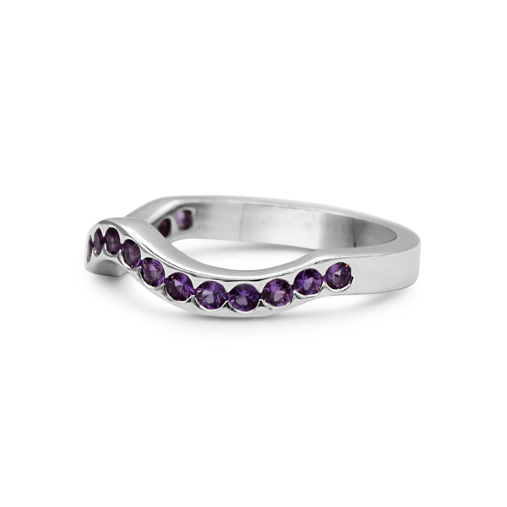 used Boodles Elements Design Amethyst Wishbone Ring - 18ct White Gold