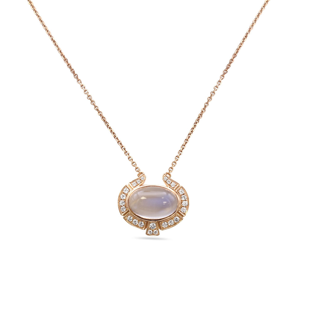 used Boodles Moonstone & Diamond Necklace - 18ct Rose Gold
