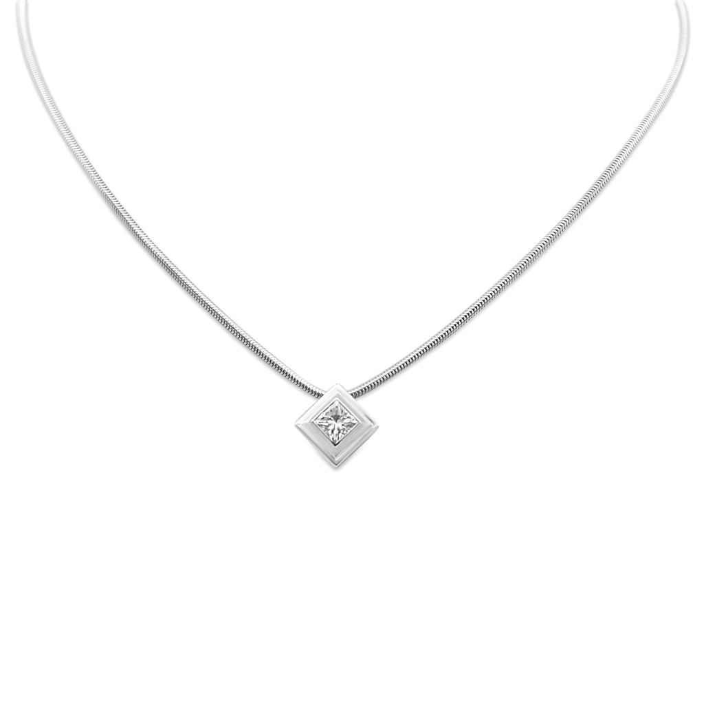 used Boodles Princess Cut Diamond Pendant 16" Necklace - Platinum