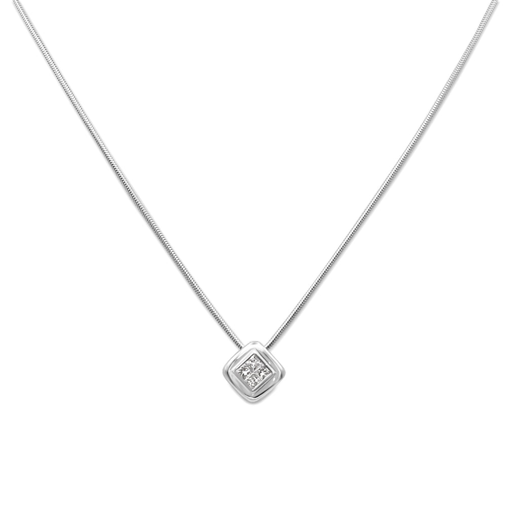 used Boodles Princess Cut Diamond Squares Pendant On 20" Necklace