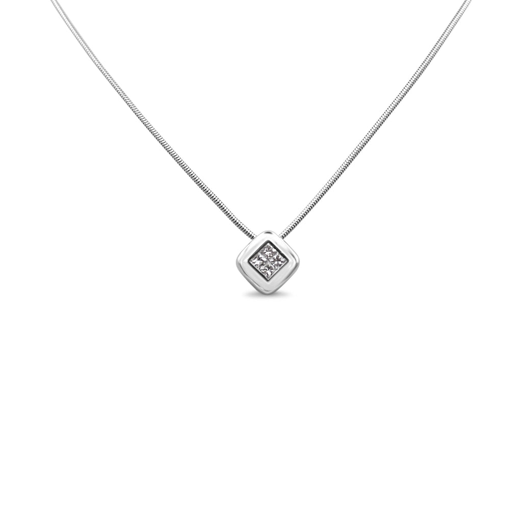 used Boodles Princess Cut Diamond Squares Pendant On Necklace - 18ct White Gold