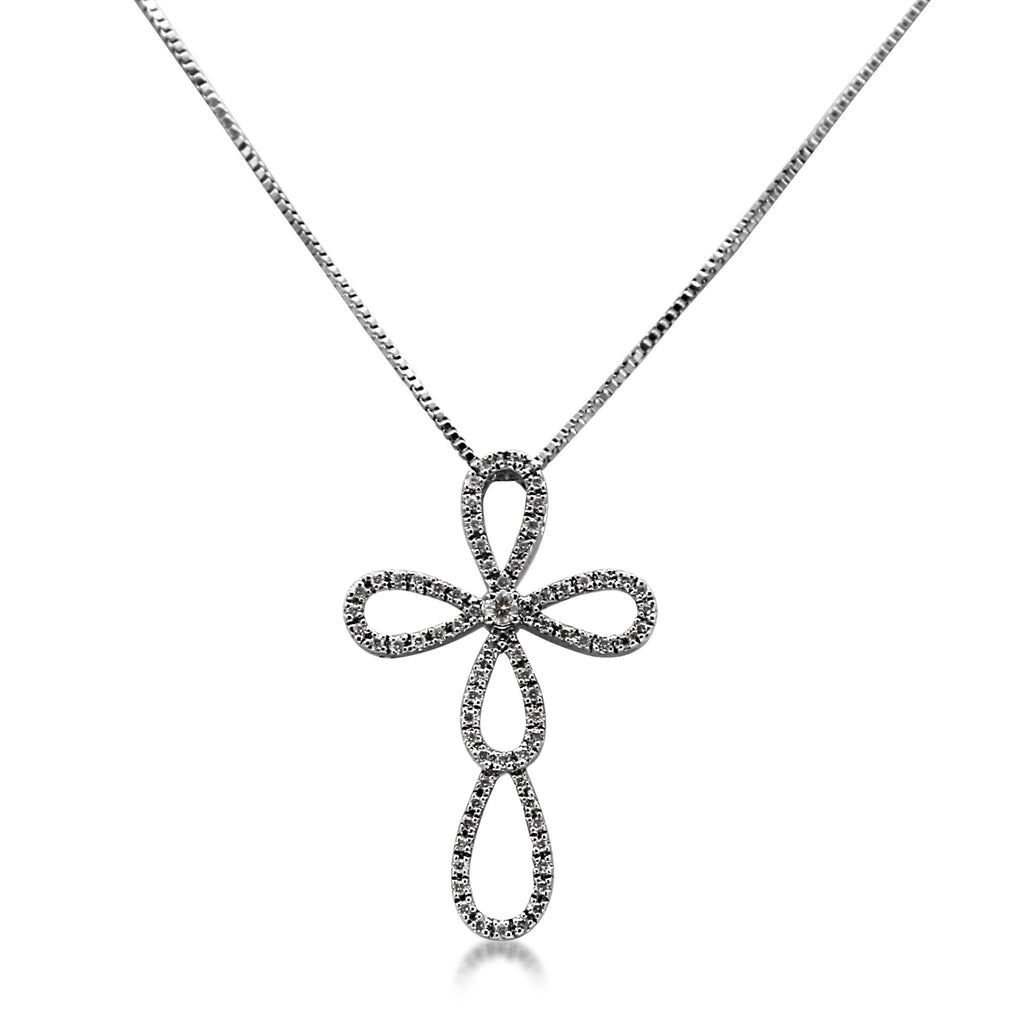 used Brilliant Cut Diamond Open Cross Pendant On 18ct Necklace