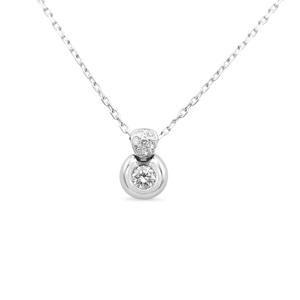 used Brilliant Cut Diamond Pendant On A 16" Necklace - 18ct White Gold